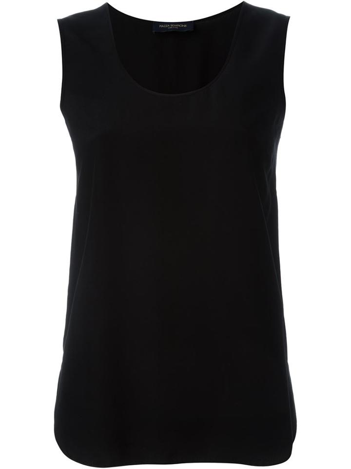 Piazza Sempione Classic Fluid Tank Top, Women's, Size: 40, Black, Silk