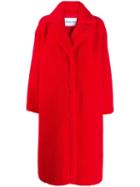 Stand Oversized Single-breasted Coat - Red