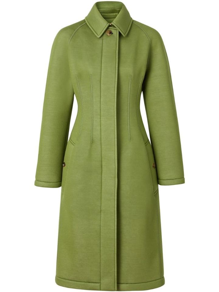 Burberry Bonded Neoprene Tailored Car Coat - Green