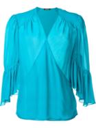 Roberto Cavalli Wrap Blouse, Women's, Size: 40, Green, Silk