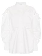 Adeam Oversized Shirt With Cut Out Bow Detail - White