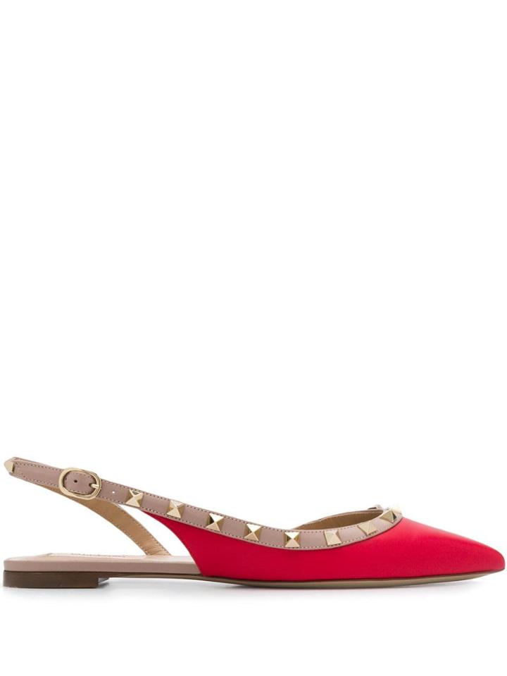 Valentino Valentino Garavani Rockstud Slingback Ballet Flats - Red