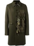 No21 Contrast Panel Buttoned Coat, Men's, Size: 50, Green, Virgin Wool/polyamide/viscose