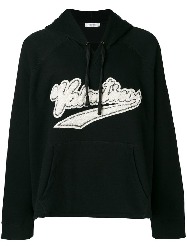 Valentino Logo Print Hoodie - Black
