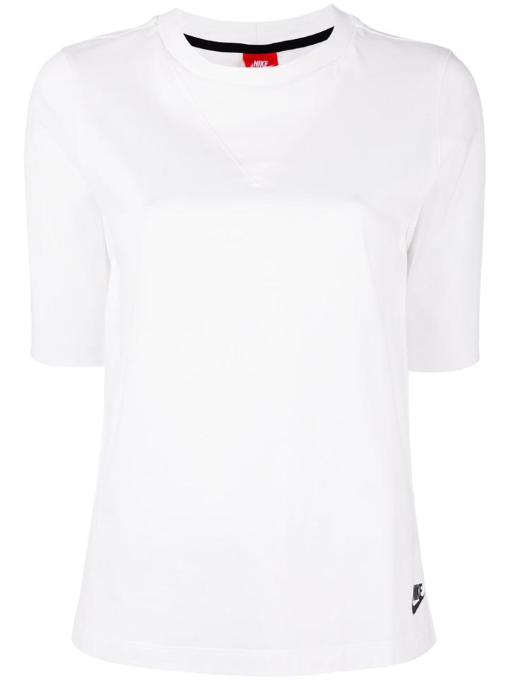 Nike Mesh Panel T-shirt, Women's, Size: Large, White, Cotton/nylon/spandex/elastane