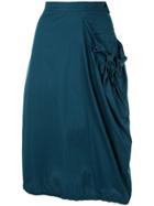 Y's Draped Midi Skirt - Green