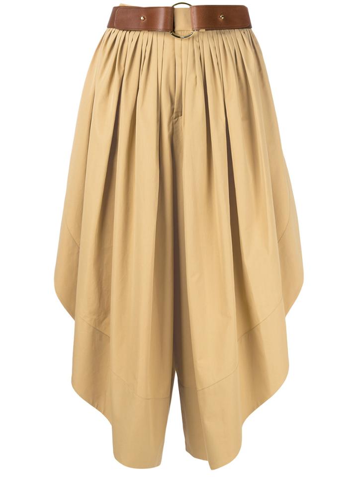 Chloé Belted Beltcropped Wide-leg Trousers - Brown