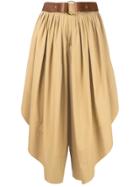 Chloé Belted Beltcropped Wide-leg Trousers - Brown