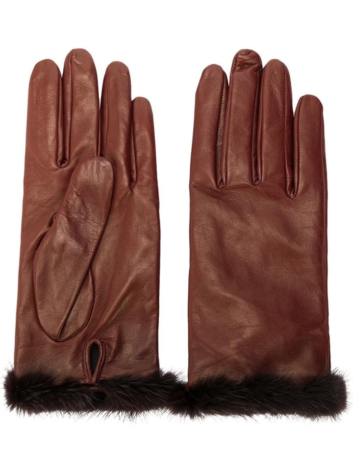 Blumarine Fur Trimmed Gloves - Brown