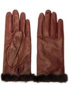 Blumarine Fur Trimmed Gloves - Brown