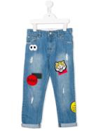 Stella Mccartney Kids 'dandy' Badge Embroidered Jeans, Boy's, Size: 8 Yrs, Blue