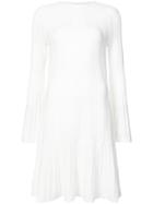 Oscar De La Renta Flared Sleeve Knitted Dress - White