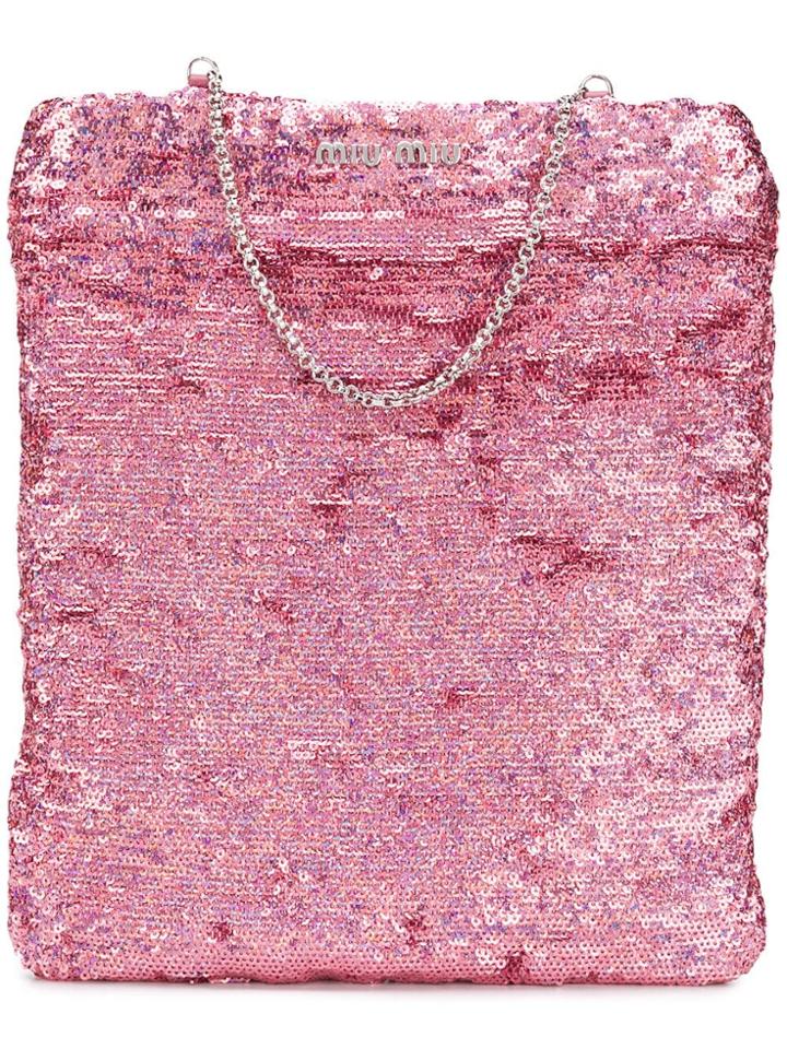Miu Miu Sequin-embellished Tote - Pink