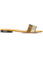 Bally Striped Buckle-embellished Mules - Yellow
