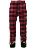 Haider Ackermann Embroidered Cotton Checked Trousers