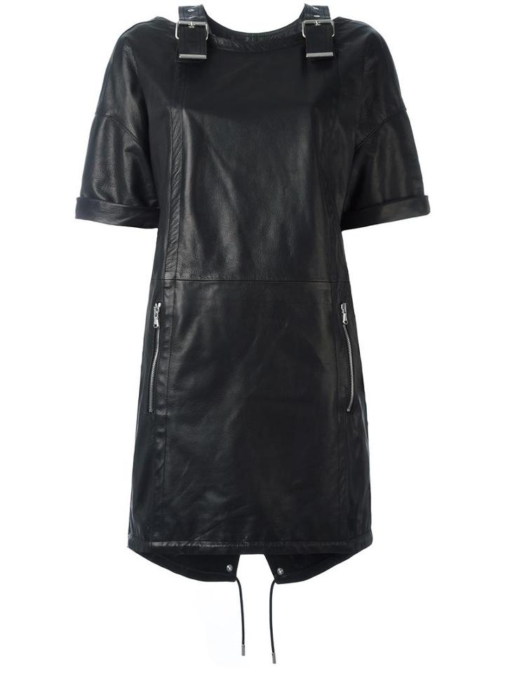 Diesel Black Gold Stylised Buckles Dress, Women's, Size: 38, Rayon/polyester/goat Skin