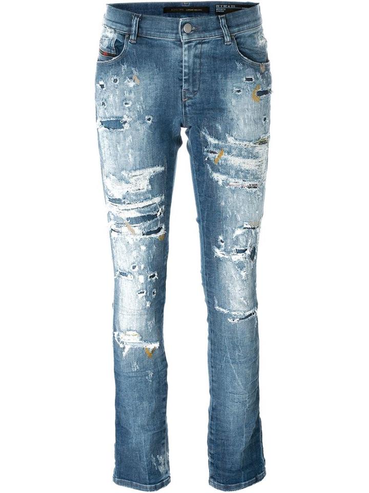 Diesel Sandy Straight Jeans, Women's, Size: 27/32, Blue, Cotton/polyester/spandex/elastane