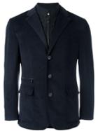 Corneliani Zipped Inset Blazer, Men's, Size: 54, Blue, Polyester/cupro