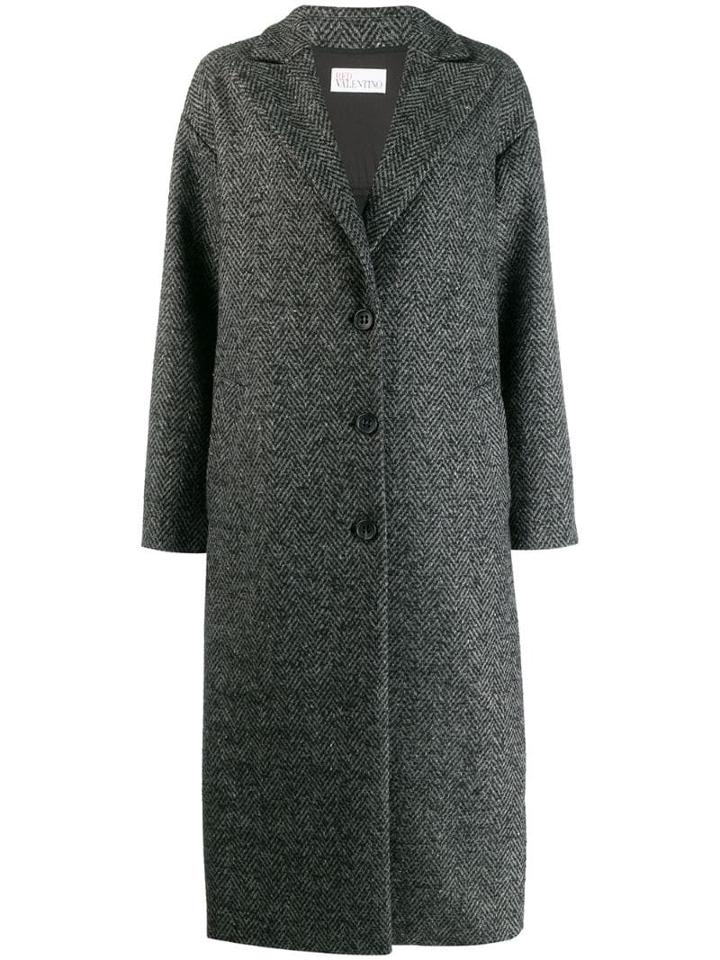 Red Valentino Oversized Herringbone Coat - Black