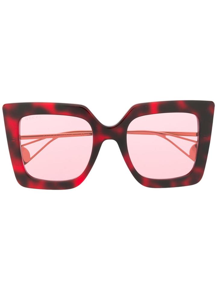 Gucci Eyewear Oversized Frame Sunglasses - Red