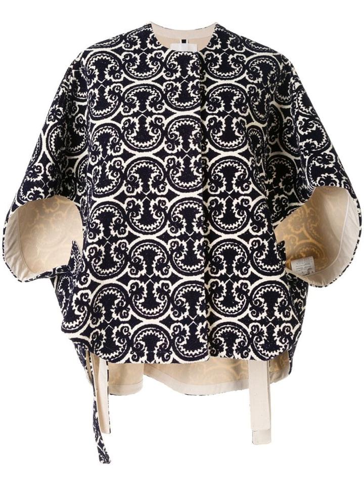 Jil Sander Cape Sleeve Brocade Jacket - Blue