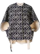 Jil Sander Cape Sleeve Brocade Jacket - Blue