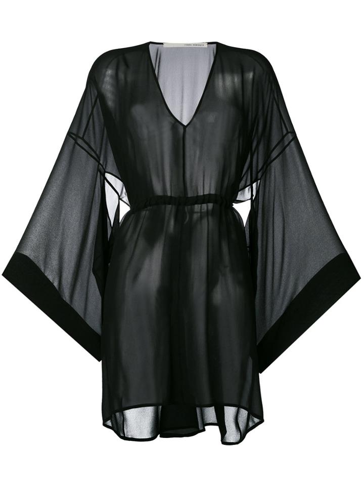 Isabel Benenato Flared Sleeves Sheer Dress - Black