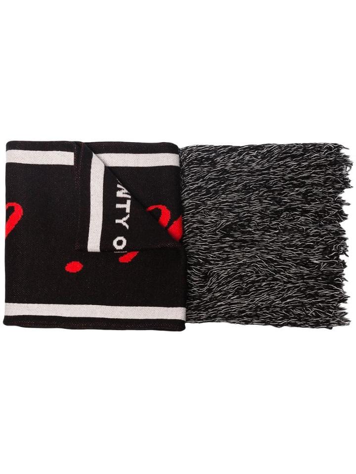 Marcelo Burlon County Of Milan Black Typography Knit Scarf