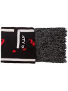 Marcelo Burlon County Of Milan Black Typography Knit Scarf