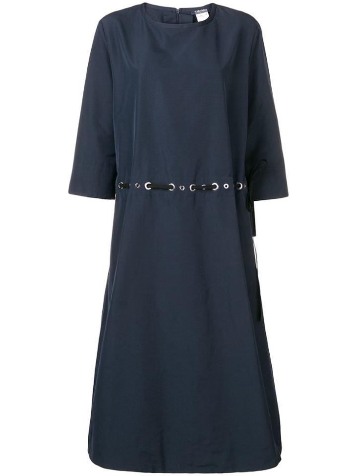 's Max Mara Drawstring Eyelet Midi Dress - Blue