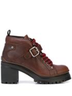 Miu Miu Chunky Lace-up Booties - Brown