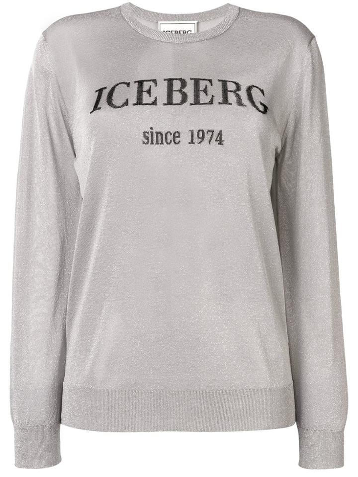 Iceberg Glitter Logo Sweater - Silver