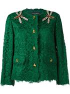 Dolce & Gabbana Embellished Lace Jacket, Women's, Size: 40, Green, Cotton/viscose/polyamide/acetate