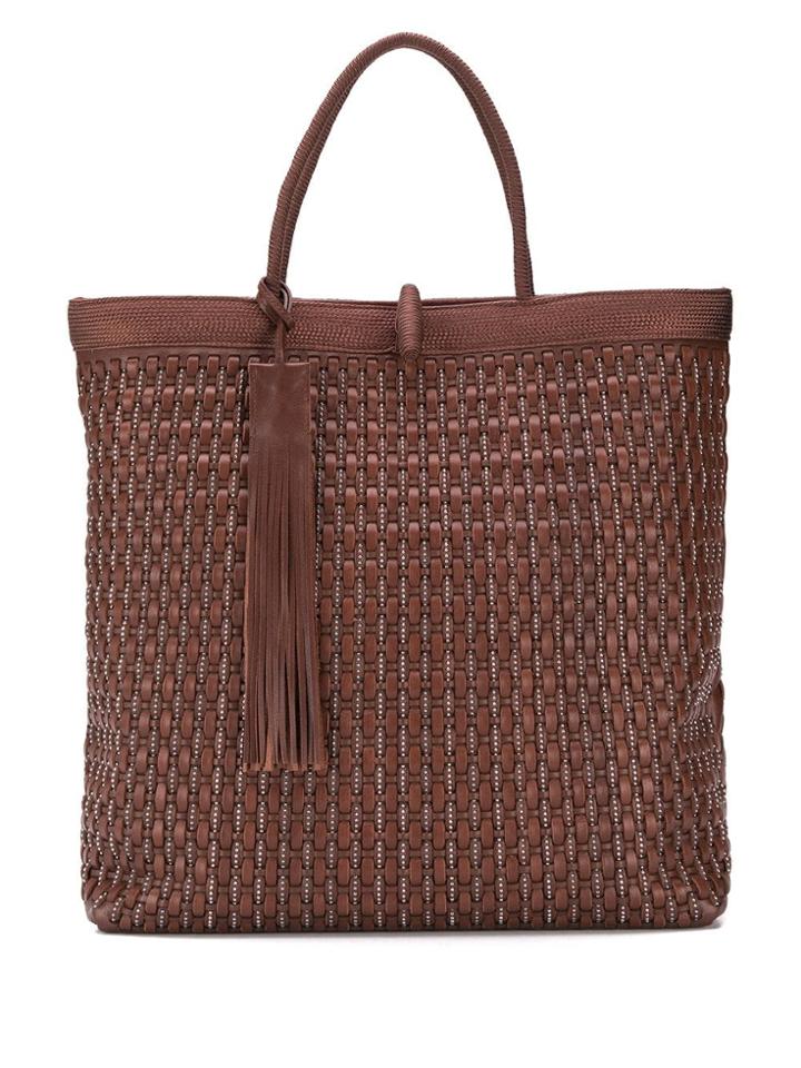 Saint Laurent Woven Tote - Brown