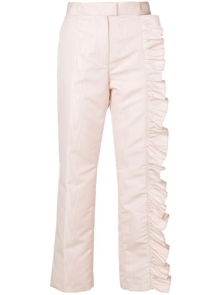 Msgm Dallas Ruffled Detail Trousers - Pink & Purple
