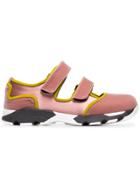 Marni Pink Double Strap Velvet Cotton Silk Blend Sneakers - Pink &
