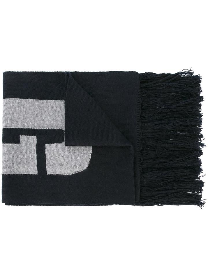 Msgm Kids Logo Intarsia Scarf, Boy's, Blue