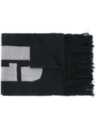 Msgm Kids Logo Intarsia Scarf, Boy's, Blue