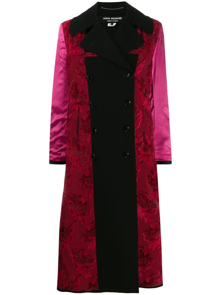 Junya Watanabe Mix Fabric Double-breasted Coat - Black