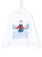 Marni Kids Ice Skater Print T-shirt, Girl's, Size: 8 Yrs, White
