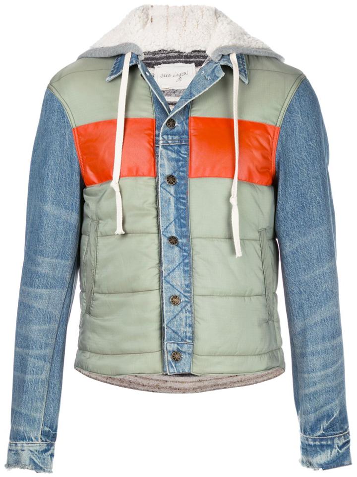 Greg Lauren Contrast Padded Jacket - Green
