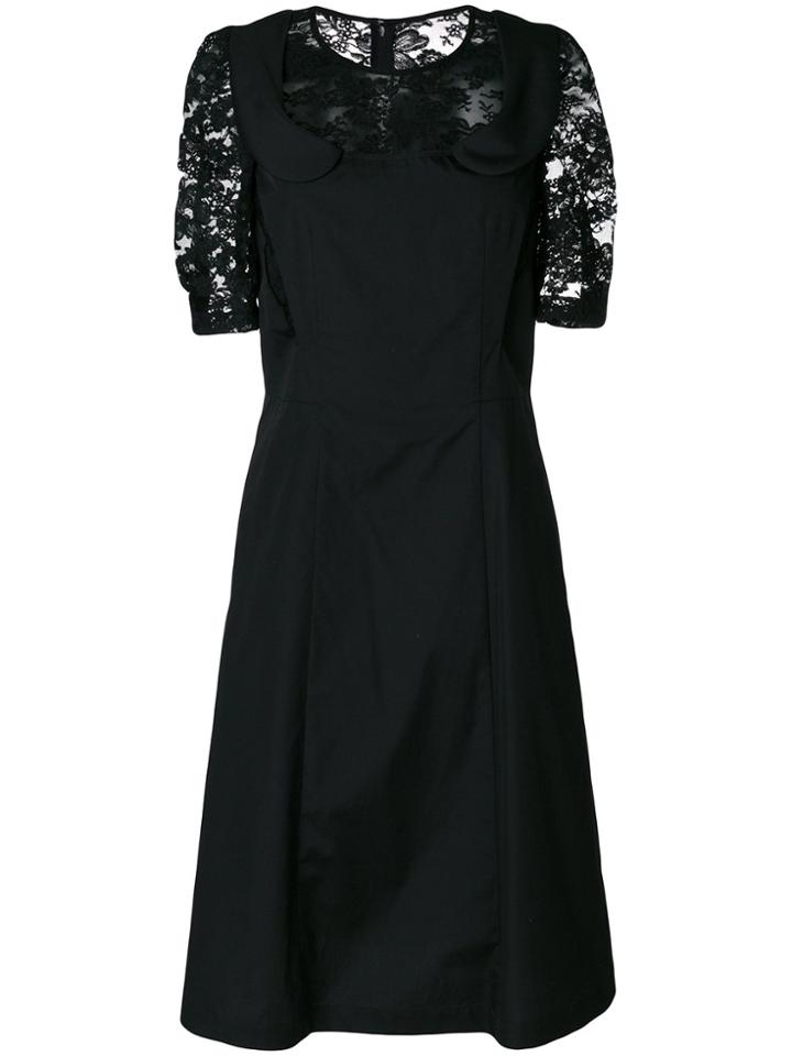 Comme Des Garçons Comme Des Garçons Lace Insert Collared Dress - Black