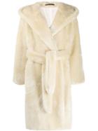 Tagliatore Belted Shearling Coat - Neutrals