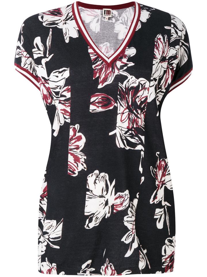 I'm Isola Marras - Printed V-neck T-shirt - Women - Cotton - Xl, Black, Cotton
