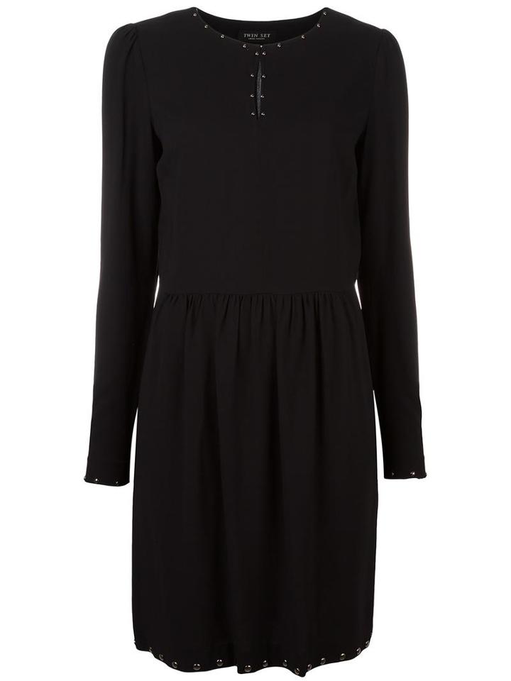 Twin-set Studded Trim Dress, Women's, Size: Xxs, Black, Polyester/spandex/elastane/viscose
