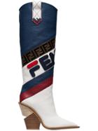 Fendi Red, White And Blue Fendi Mania Cutwalk Logo Boots
