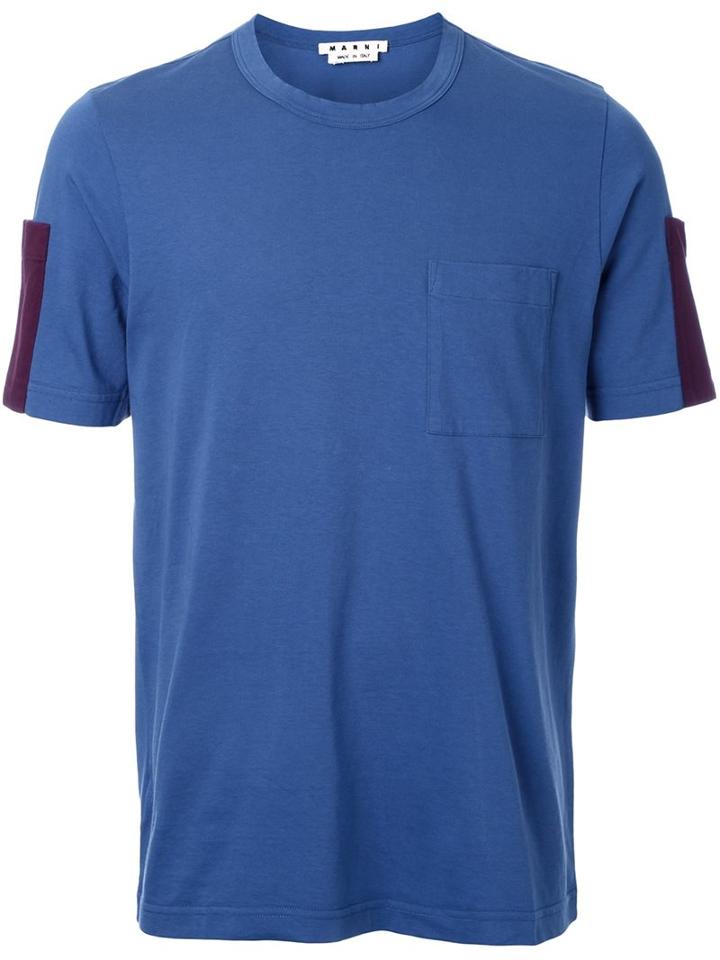 Marni Sleeve Pocket T-shirt, Men's, Size: 46, Blue, Cotton