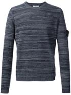 Stone Island Tonal Striped Jumper, Men's, Size: Large, Blue, Cotton/wool/polyimide