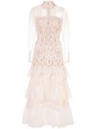 Jonathan Simkhai Lace Tulle Ruffle Dress - White