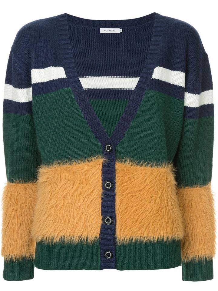 Guild Prime Striped V-neck Cardigan - Blue